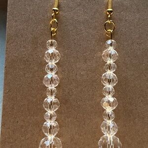 Elegant Gold and Clear Beaded Earrings Style #006